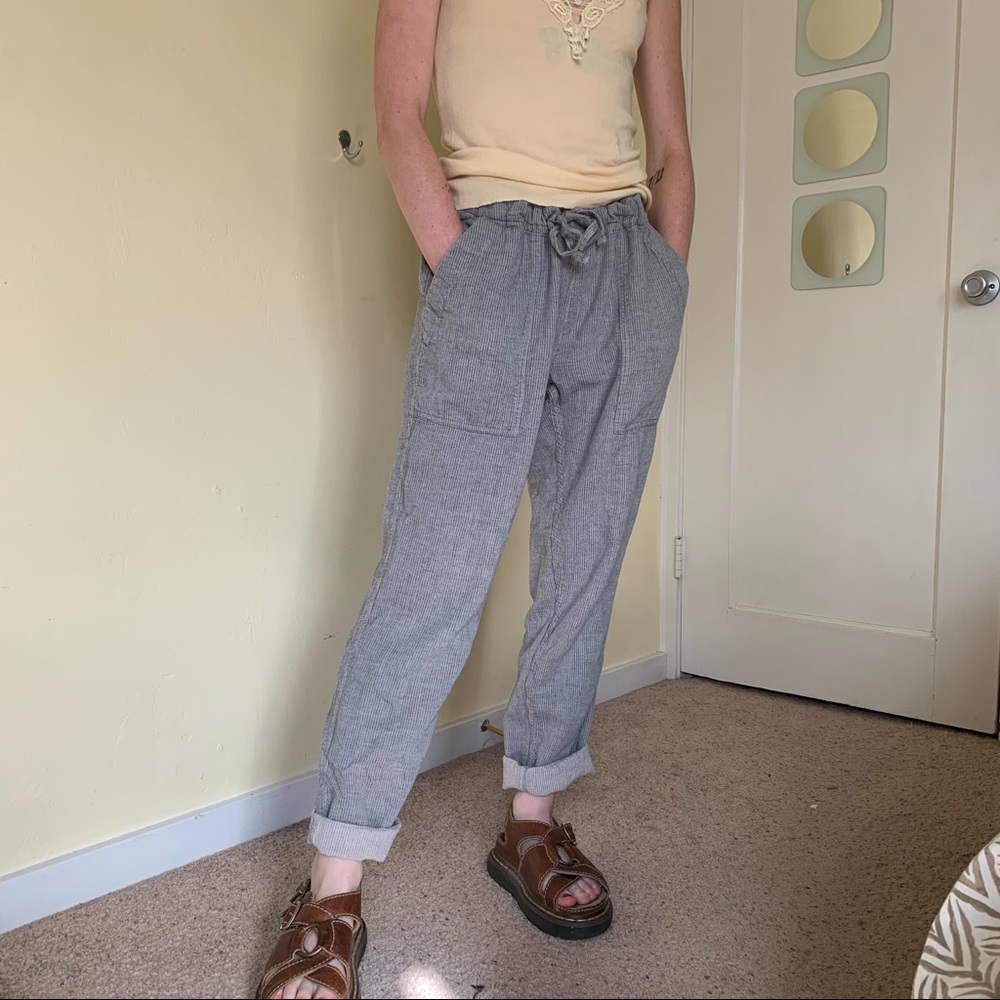 pinstriped prAna pants